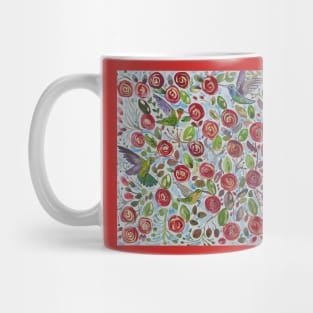 Hummingbirds on Red Roses Mug